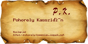 Pohorely Kasszián névjegykártya